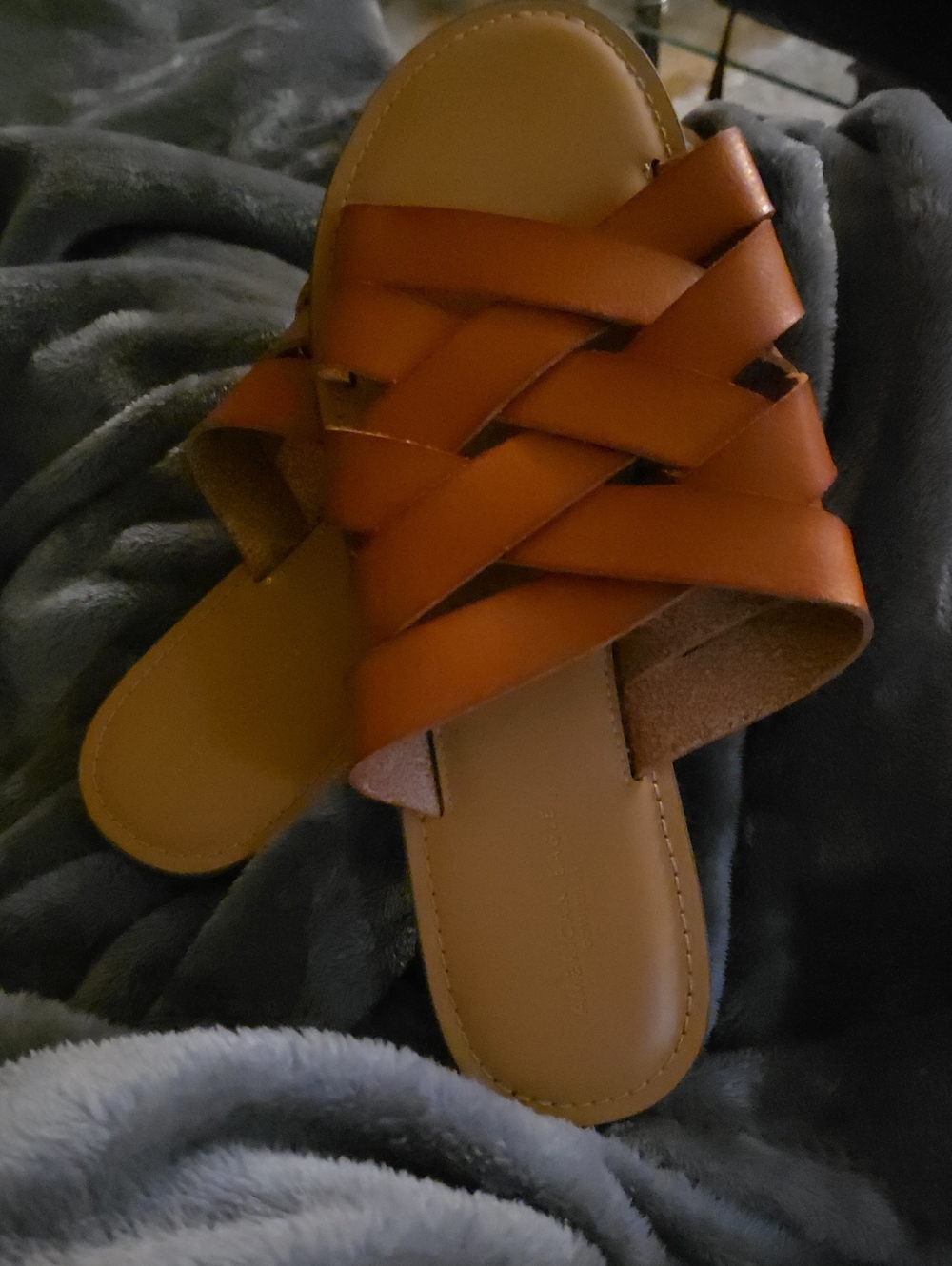 American Eagle Outfitters Woven Slide Sandals in Cognac
